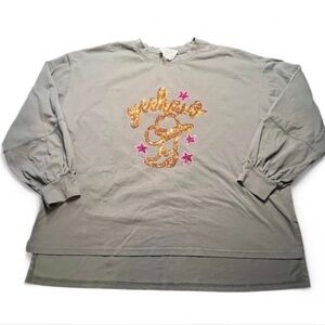 Fantastic Fawn Dark Gray Sweatshirt with Western Sparkly Design, M oversized